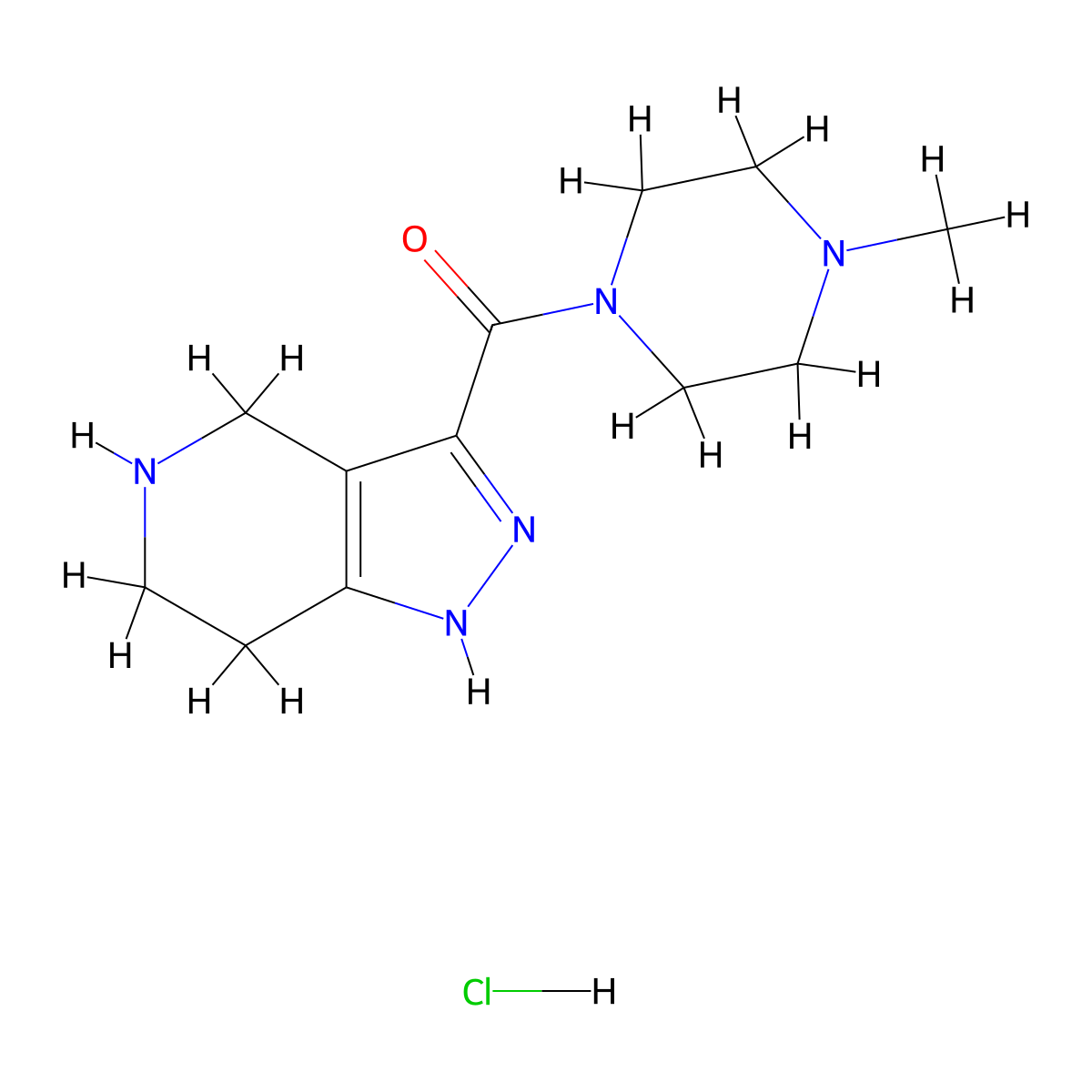 (4-Methyl-1-piperazinyl)(4,5,6,7-tetrahydro-1H-pyrazolo[4,3-c]pyridin-3-yl)methanone hydrochloride molecular structure, CAS 1220017-91-3
