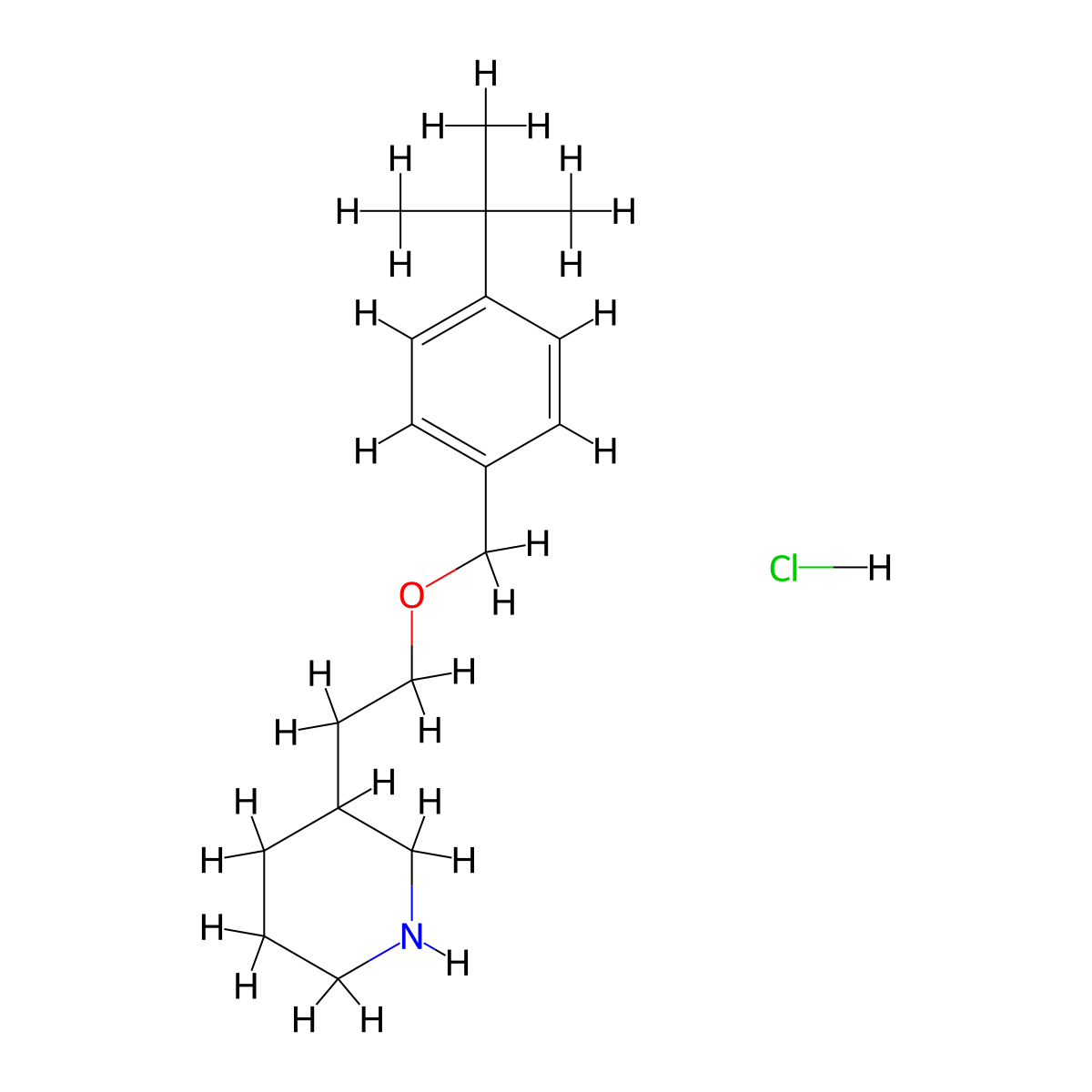 3-(2-{[4-(tert-Butyl)benzyl]oxy}ethyl)piperidine hydrochloride molecular structure, CAS 1220017-92-4