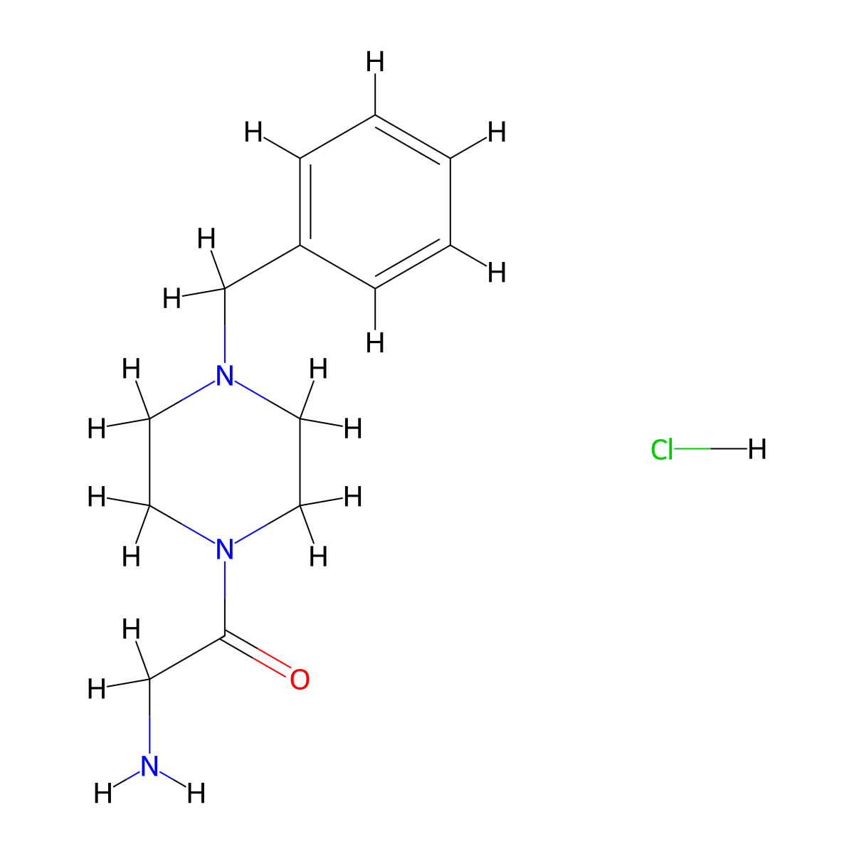 2-Amino-1-(4-benzyl-1-piperazinyl)-1-ethanone hydrochloride molecular structure, CAS 1220018-02-9