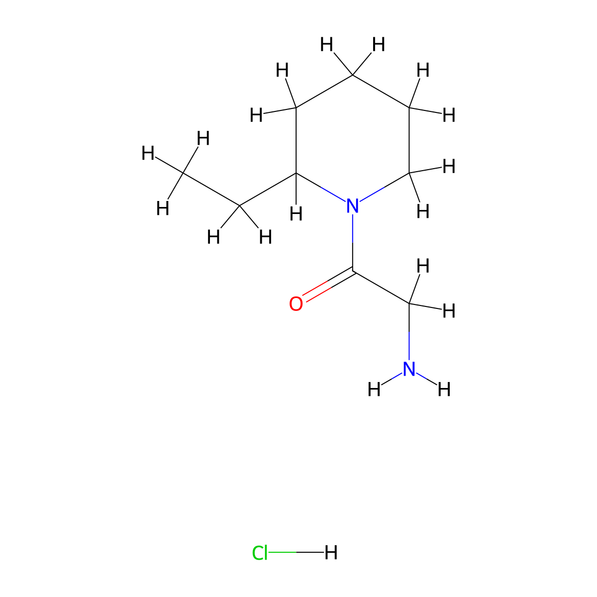 2-Amino-1-(2-ethyl-1-piperidinyl)-1-ethanone hydrochloride molecular structure, CAS 1220018-13-2