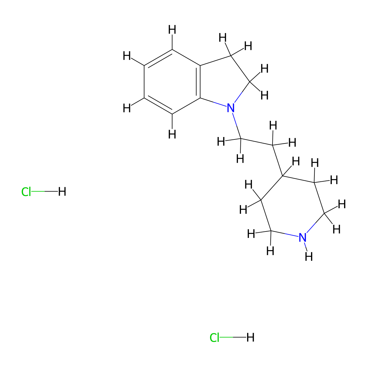 1-[2-(4-Piperidinyl)ethyl]indoline dihydrochloride molecular structure, CAS 1220018-20-1