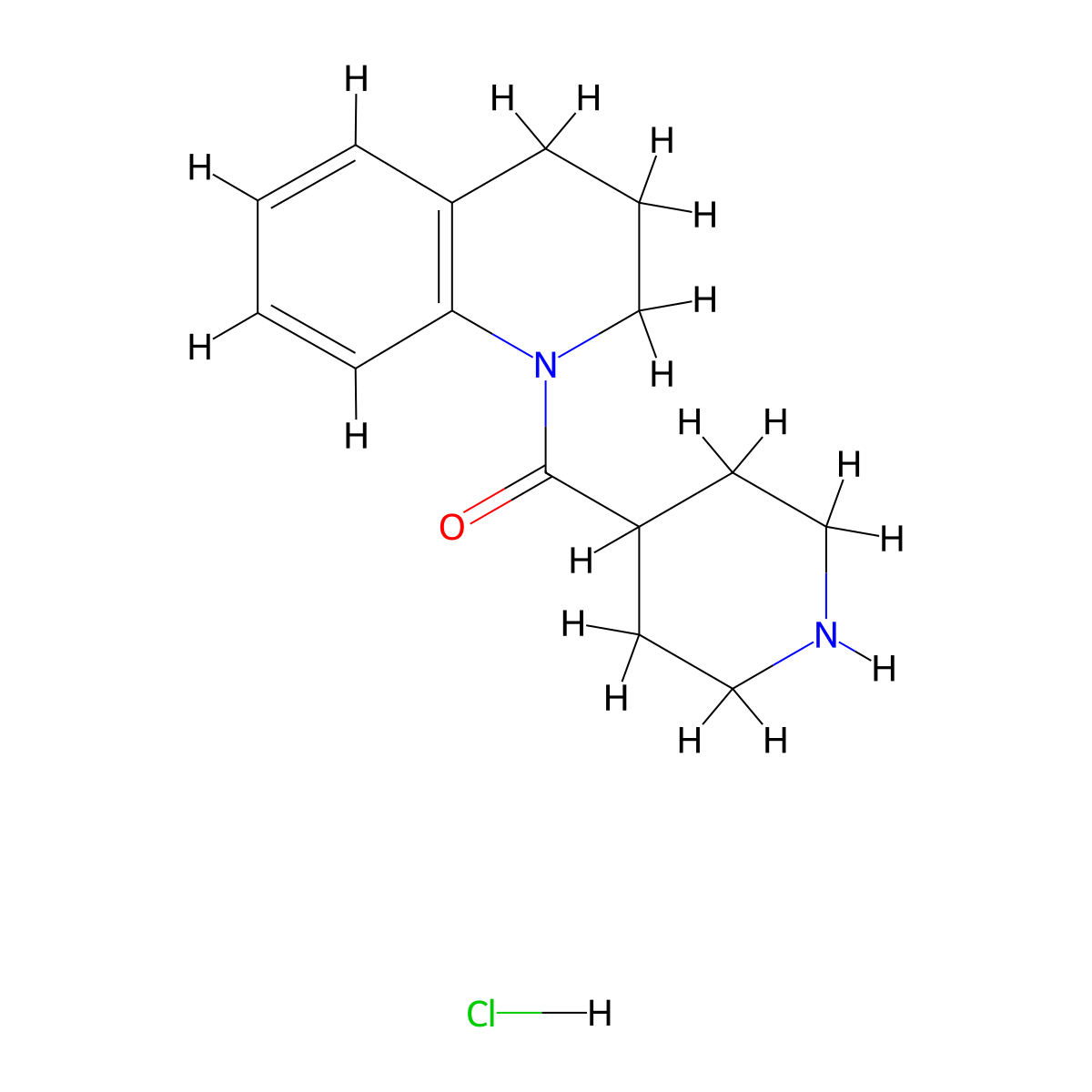1-(Piperidine-4-carbonyl)-1,2,3,4-tetrahydroquinoline hydrochloride molecular structure, CAS 1220018-25-6