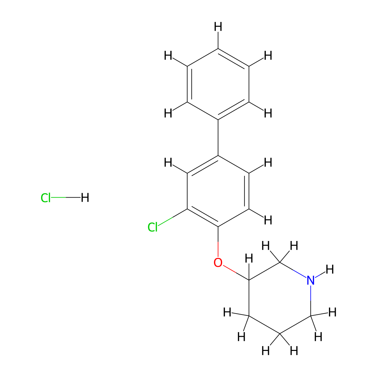 3-[(3-Chloro[1,1'-biphenyl]-4-yl)oxy]piperidine hydrochloride molecular structure, CAS 1220018-26-7
