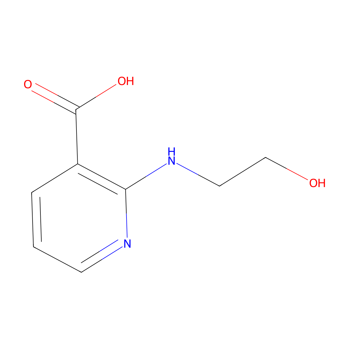 2-[(2-Hydroxyethyl)amino]nicotinic acid molecular structure, CAS 1220018-27-8