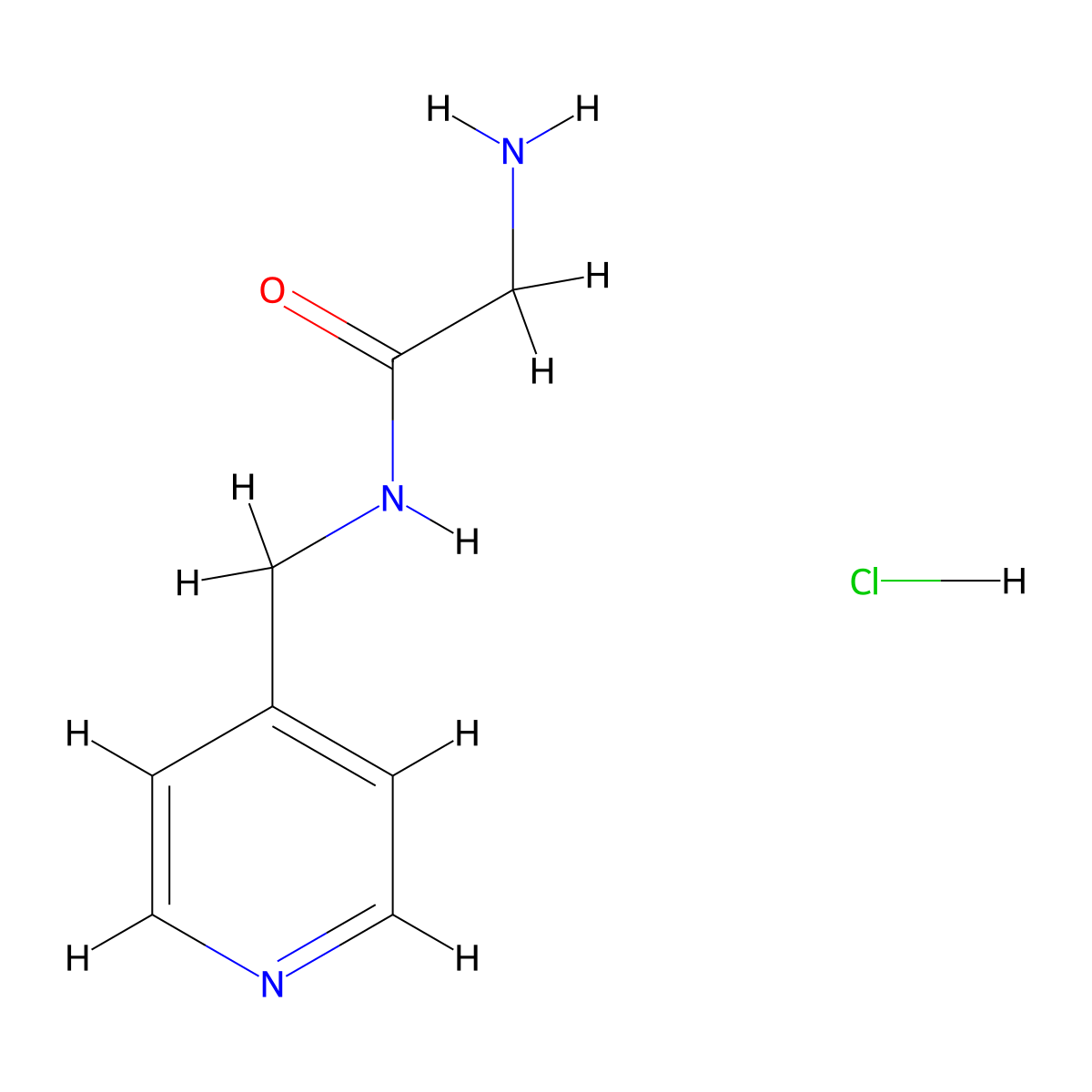 2-amino-N-((pyridin-4-yl)methyl)acetamide hydrochloride molecular structure, CAS 1220018-62-1