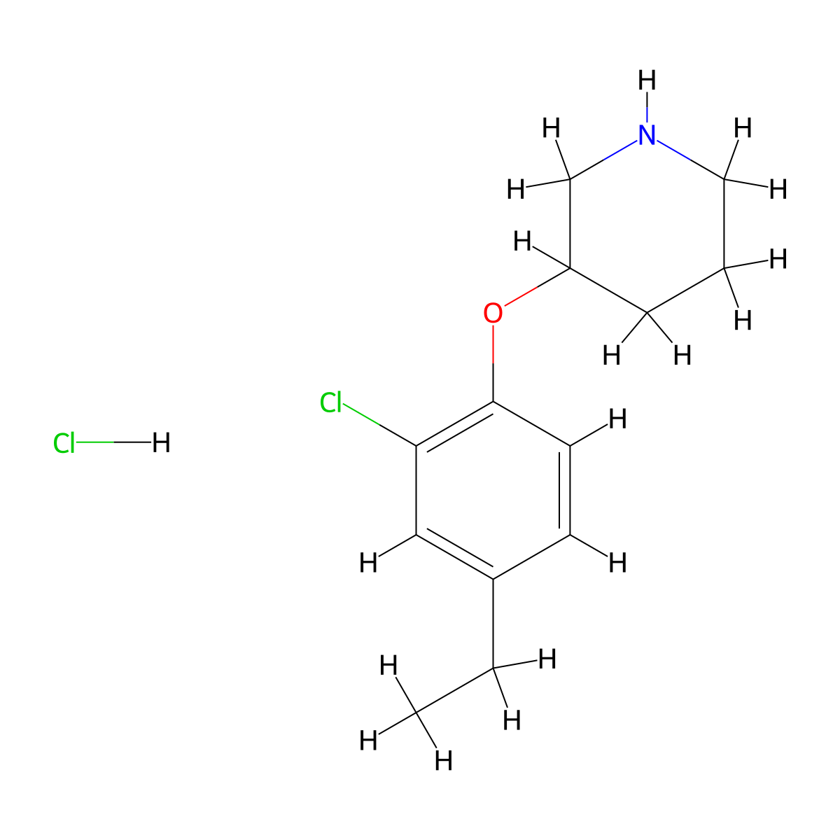 3-(2-Chloro-4-ethylphenoxy)piperidine hydrochloride molecular structure, CAS 1220018-67-6