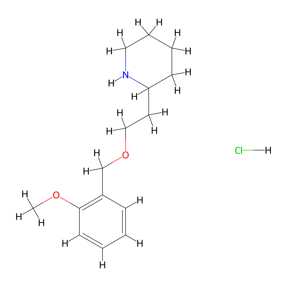 2-{2-[(2-Methoxybenzyl)oxy]ethyl}piperidine hydrochloride molecular structure, CAS 1220018-68-7