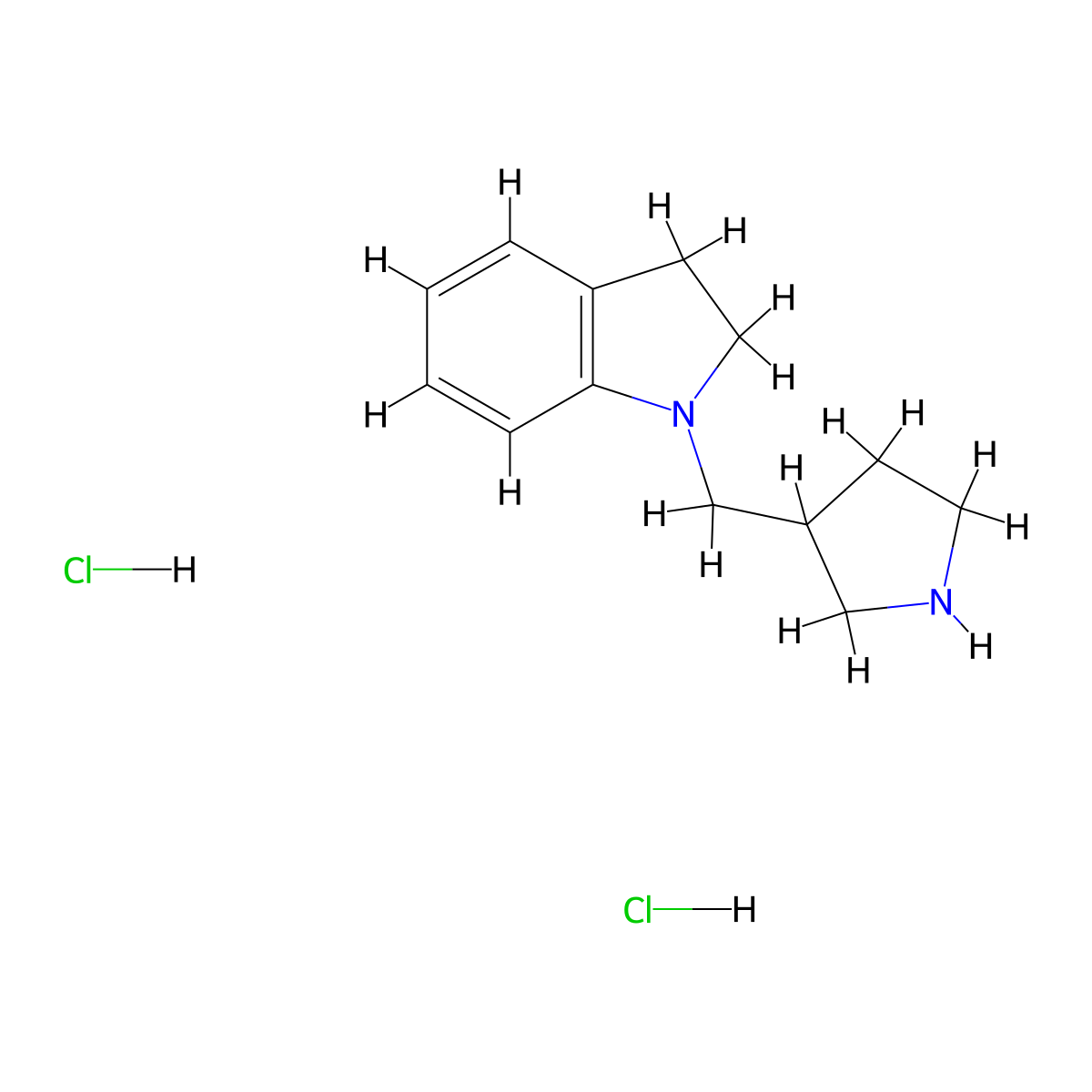 1-(3-Pyrrolidinylmethyl)indoline dihydrochloride molecular structure, CAS 1220018-70-1