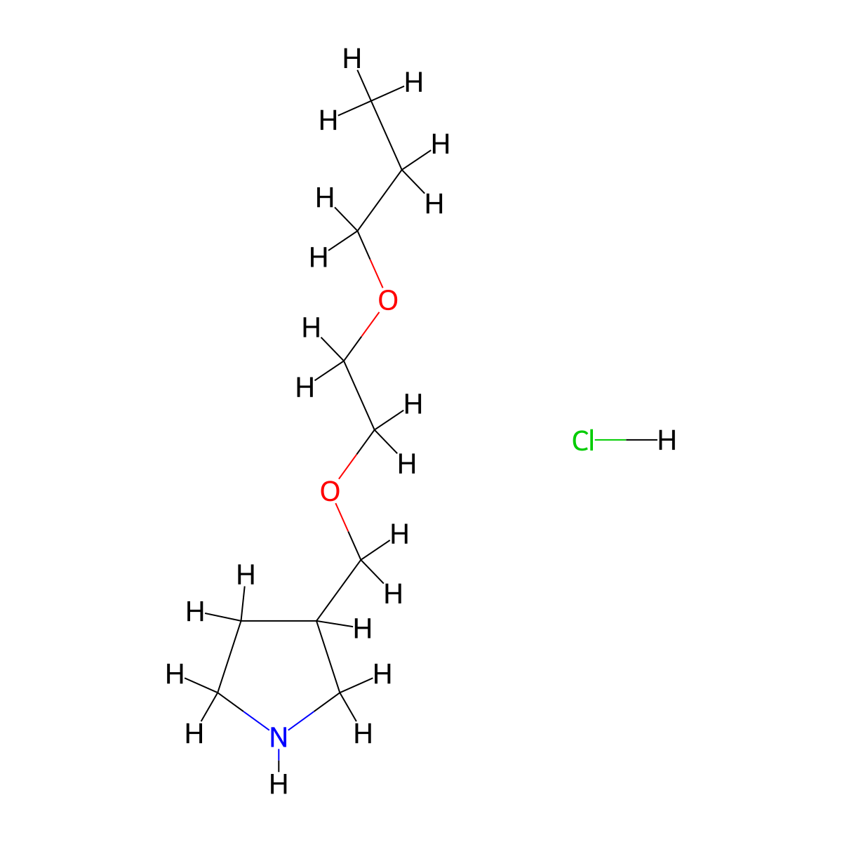 3-[(2-Propoxyethoxy)methyl]pyrrolidine hydrochloride molecular structure, CAS 1220018-79-0