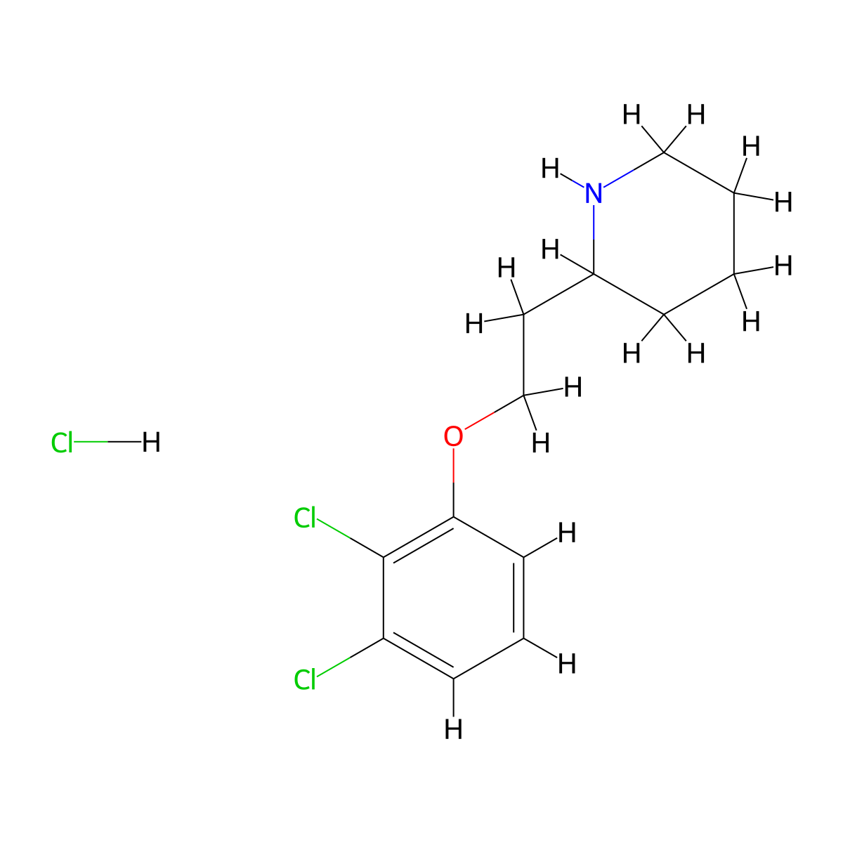 2-[2-(2,3-Dichlorophenoxy)ethyl]piperidine hydrochloride molecular structure, CAS 1220018-80-3