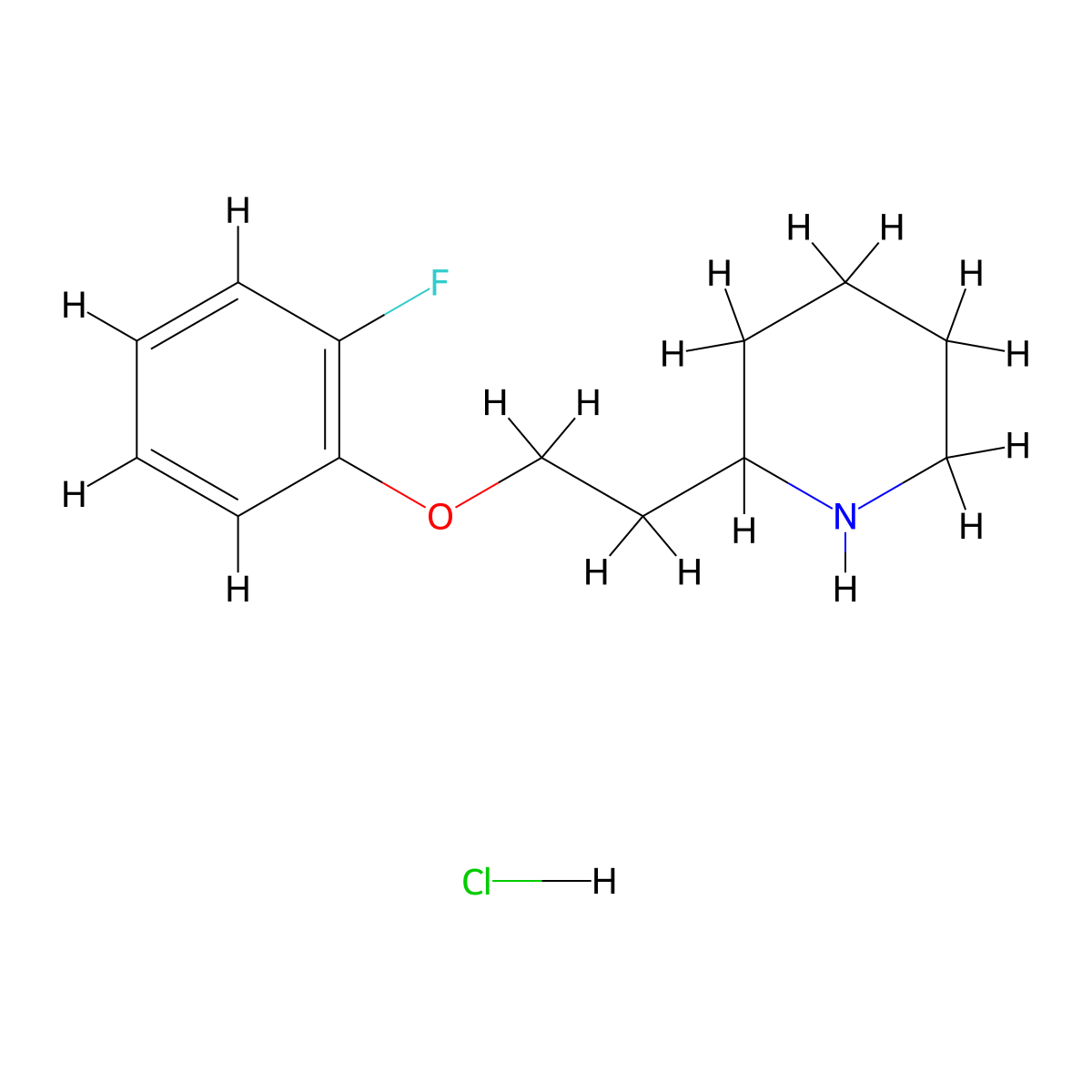 2-[2-(2-Fluorophenoxy)ethyl]piperidine hydrochloride molecular structure, CAS 1220018-87-0