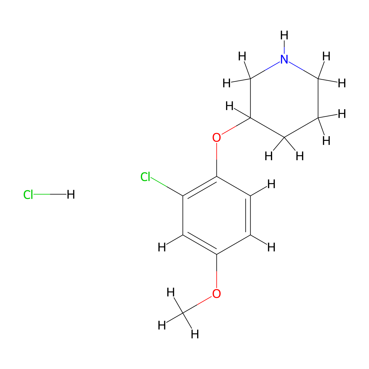 2-Chloro-4-methoxyphenyl 3-piperidinyl ether hydrochloride molecular structure, CAS 1220018-89-2