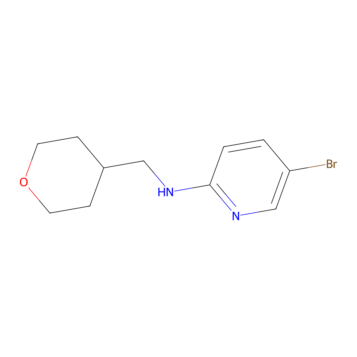 5-Bromo-N-((tetrahydro-2H-pyran-4-yl)methyl)pyridin-2-amine molecular structure, CAS 1220018-97-2
