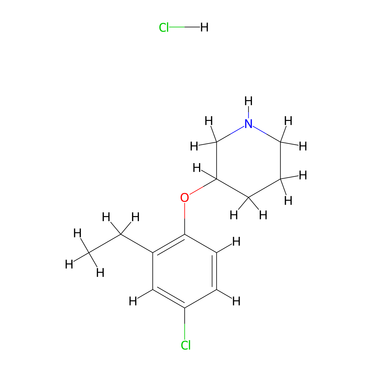 3-(4-Chloro-2-ethylphenoxy)piperidine hydrochloride molecular structure, CAS 1220018-98-3