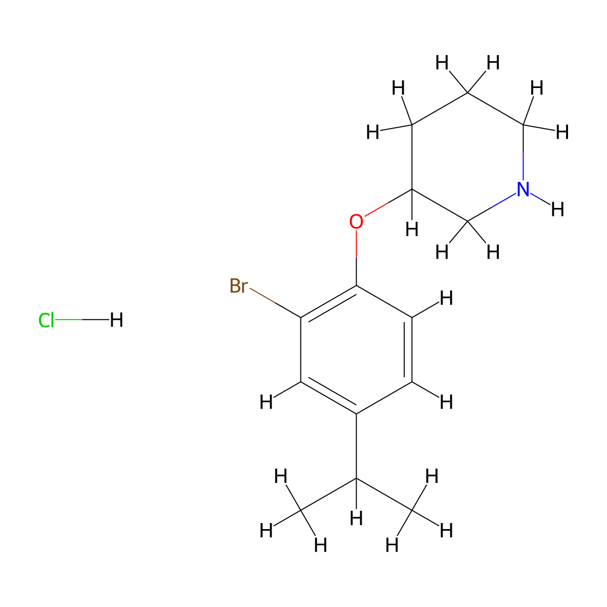 3-(2-Bromo-4-isopropylphenoxy)piperidine hydrochloride molecular structure, CAS 1220019-15-7