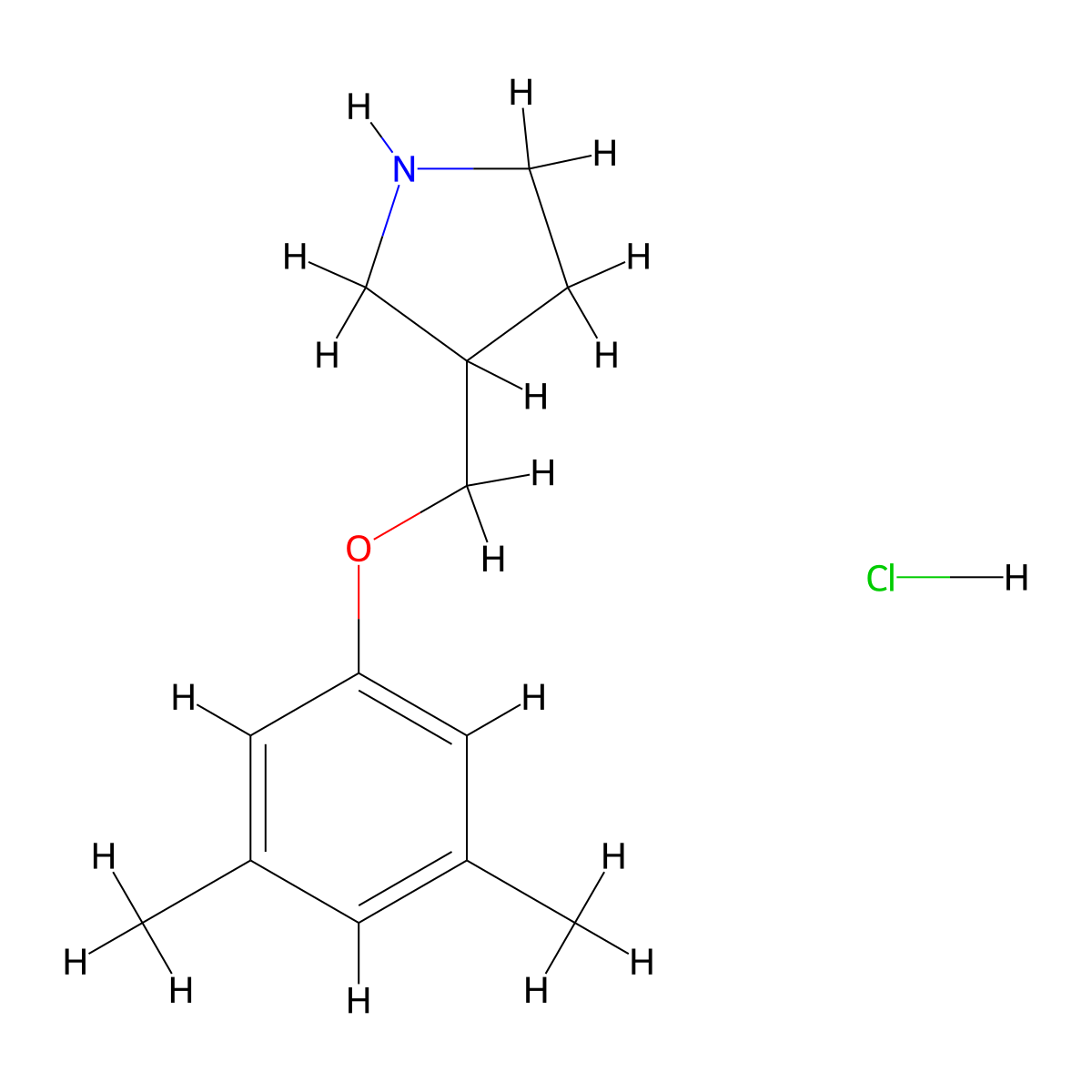 3-[(3,5-Dimethylphenoxy)methyl]pyrrolidine hydrochloride molecular structure, CAS 1220019-20-4