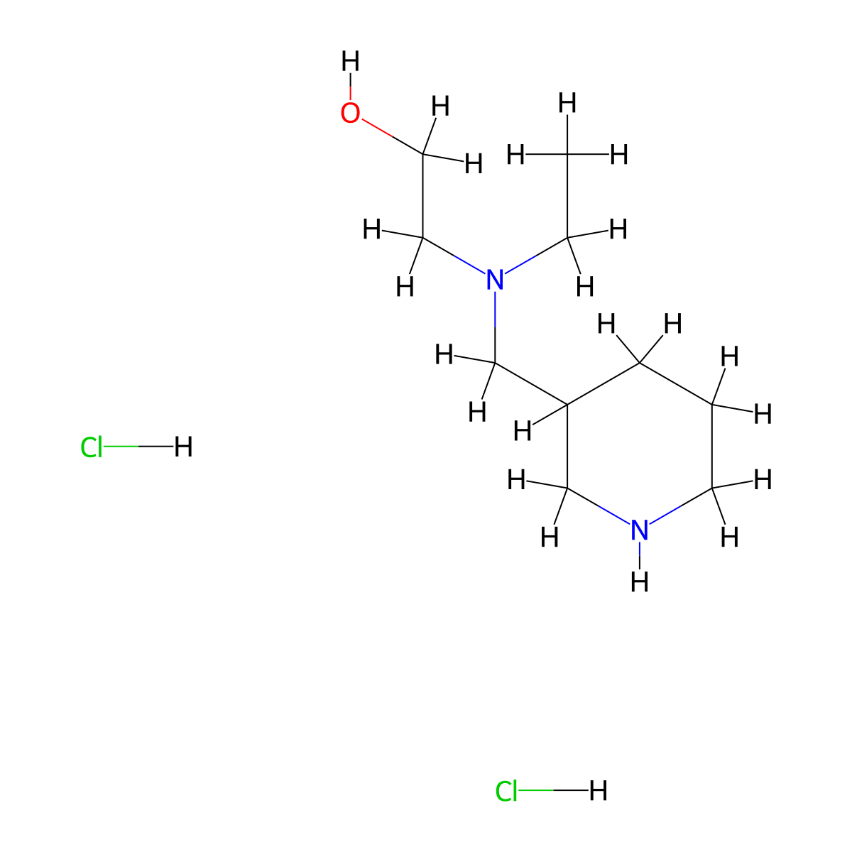 2-[Ethyl(3-piperidinylmethyl)amino]-1-ethanol dihydrochloride molecular structure, CAS 1220019-25-9