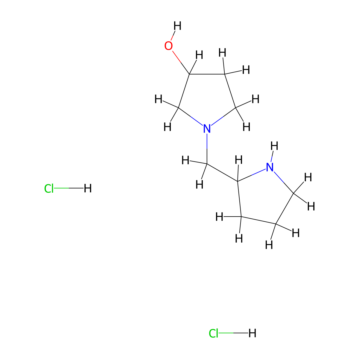 1-(2-Pyrrolidinylmethyl)-3-pyrrolidinol dihydrochloride molecular structure, CAS 1220019-30-6