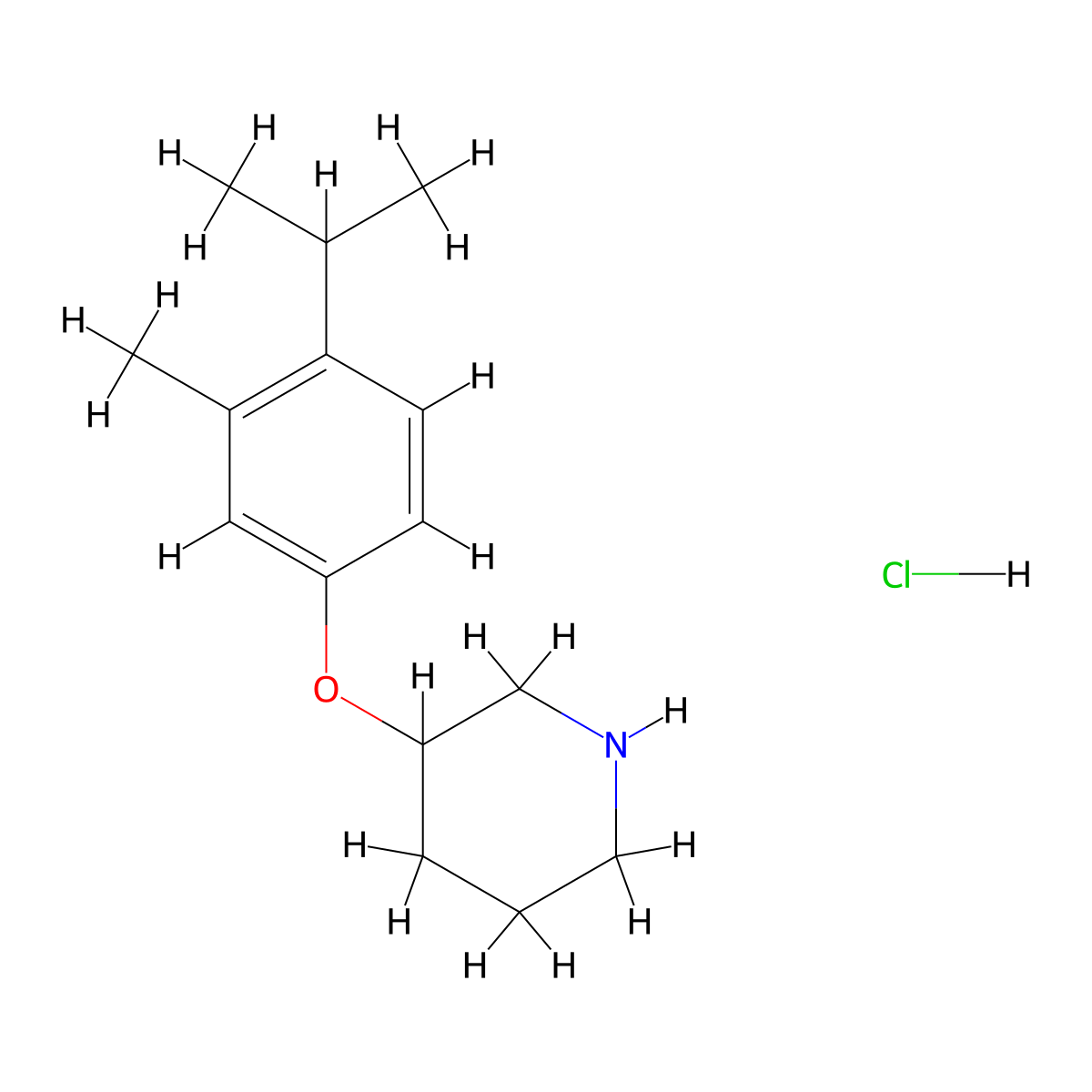 3-(4-Isopropyl-3-methylphenoxy)piperidine hydrochloride molecular structure, CAS 1220019-40-8