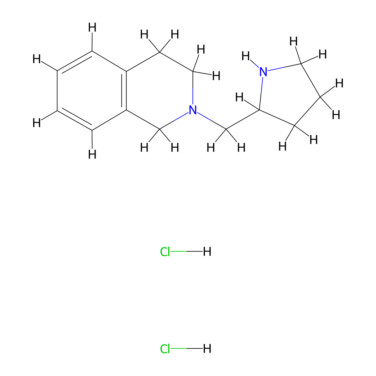 2-(2-Pyrrolidinylmethyl)-1,2,3,4-tetrahydroisoquinoline dihydrochloride molecular structure, CAS 1220019-41-9