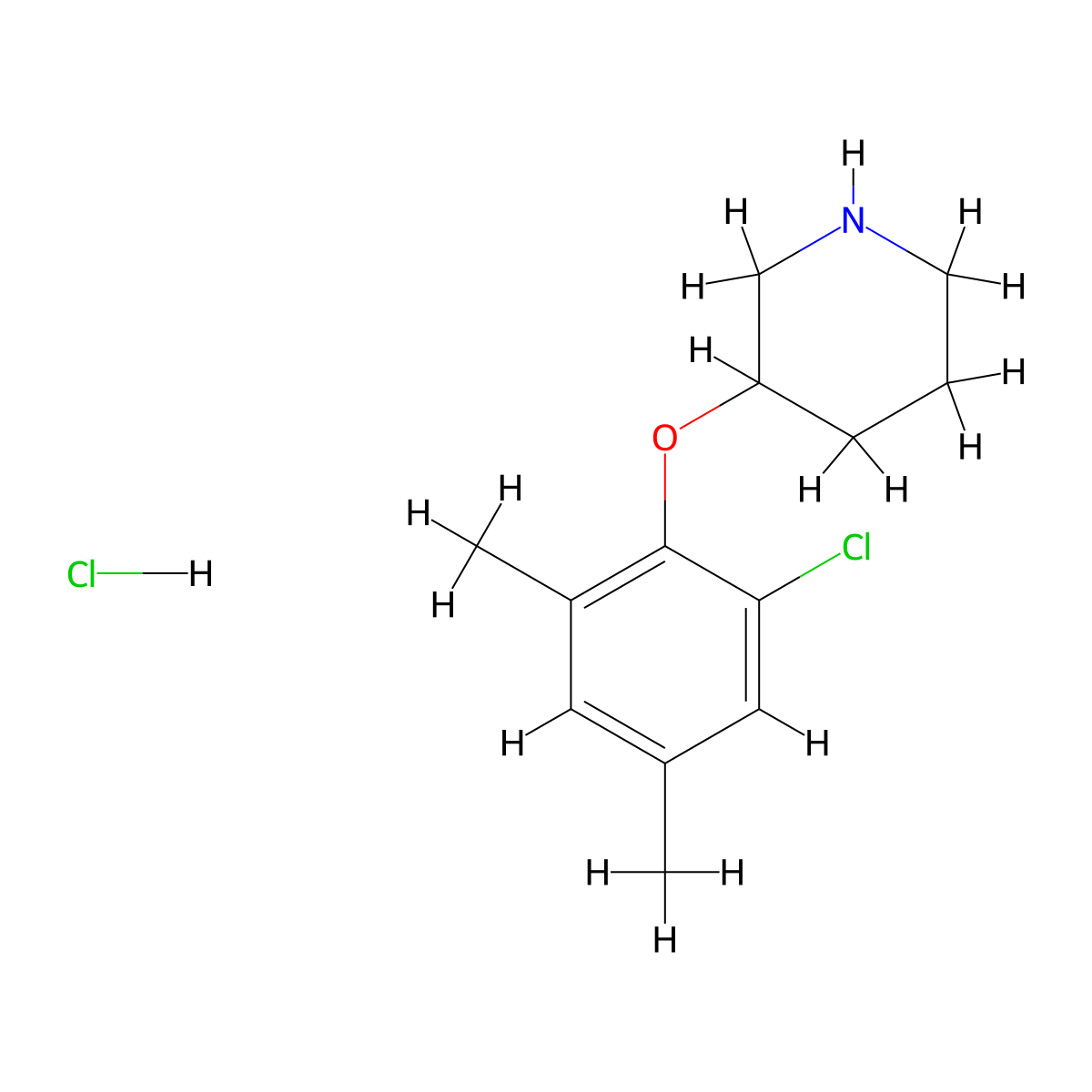 3-(2-Chloro-4,6-dimethylphenoxy)piperidine hydrochloride molecular structure, CAS 1220019-43-1