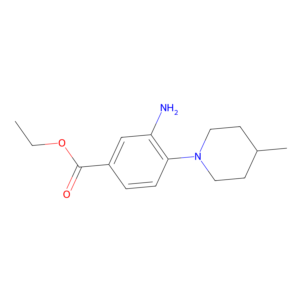 Ethyl 3-amino-4-(4-methyl-1-piperidinyl)benzoate molecular structure, CAS 1220019-45-3