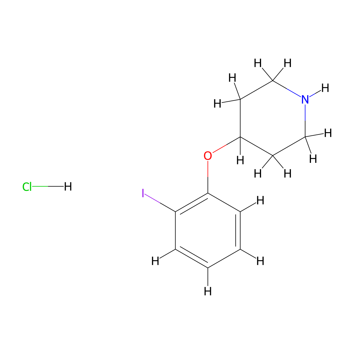2-Iodophenyl 4-piperidinyl ether hydrochloride molecular structure, CAS 1220019-50-0