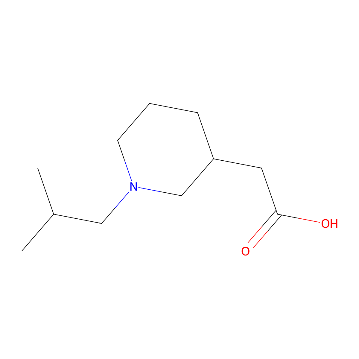 2-(1-Isobutyl-3-piperidinyl)acetic acid molecular structure, CAS 1220019-60-2