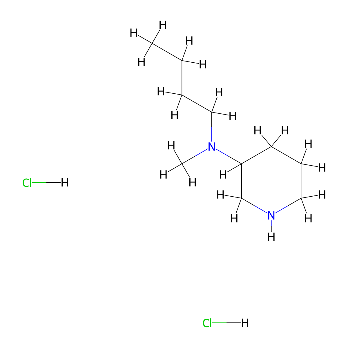 N-Butyl-N-methyl-3-piperidinamine dihydrochloride molecular structure, CAS 1220019-61-3