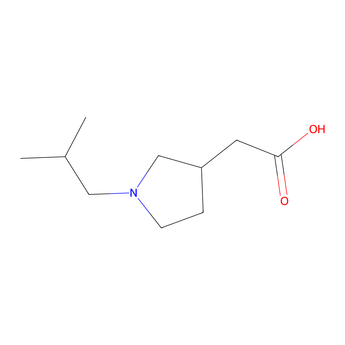 2-(1-Isobutylpyrrolidin-3-yl)acetic acid molecular structure, CAS 1220019-64-6