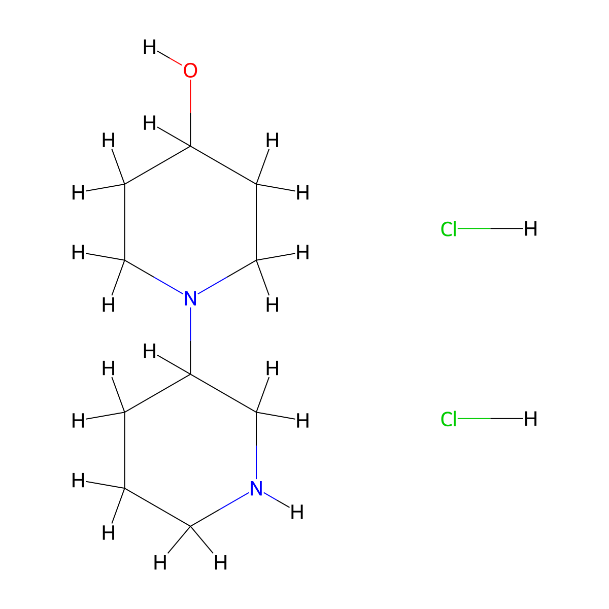 1-(3-Piperidinyl)-4-piperidinol dihydrochloride molecular structure, CAS 1220019-74-8