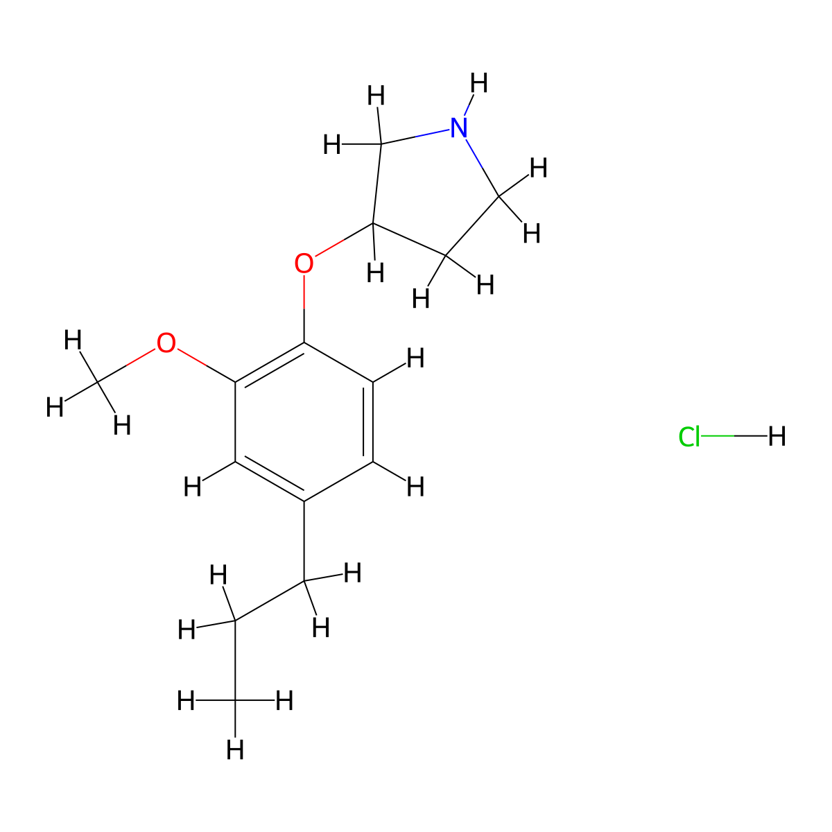 2-Methoxy-4-propylphenyl 3-pyrrolidinyl ether hydrochloride molecular structure, CAS 1220019-78-2