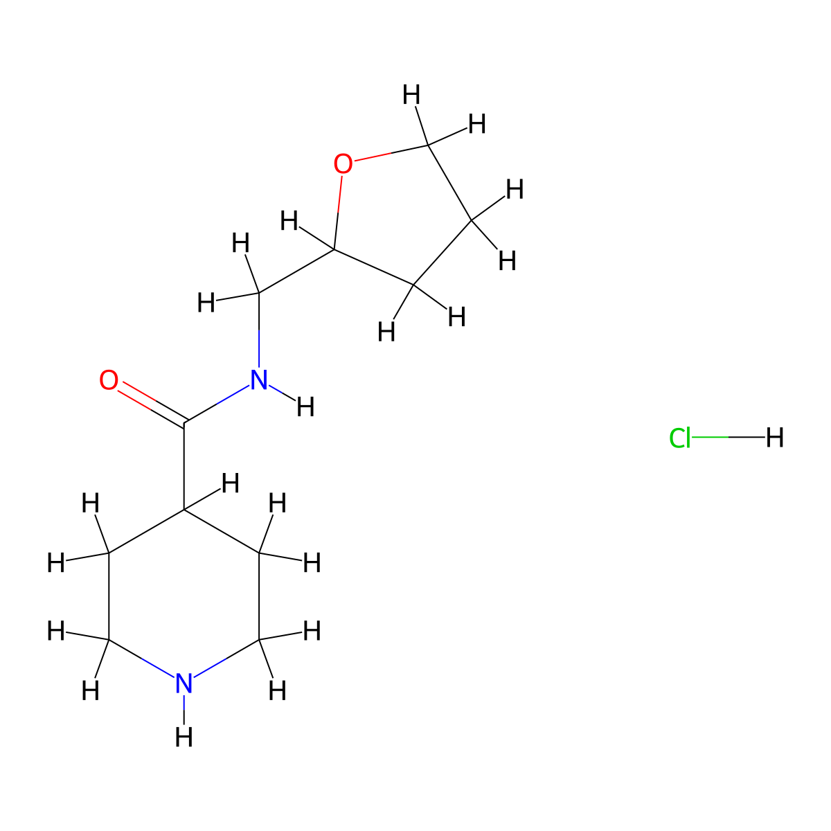 N-(tetrahydrofuran-2-ylmethyl)piperidine-4-carboxamide hydrochloride molecular structure, CAS 1220019-80-6