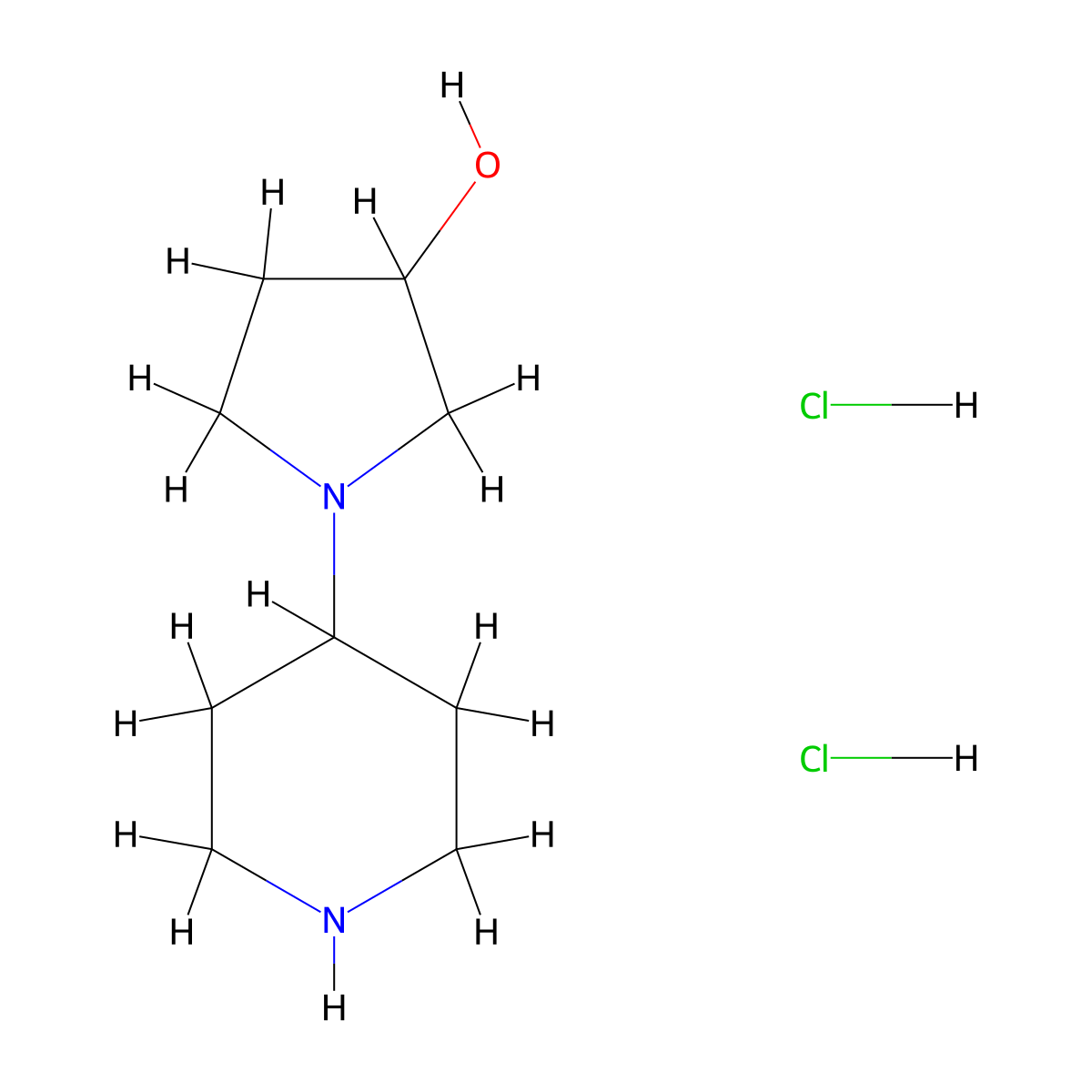 1-(4-Piperidinyl)-3-pyrrolidinol dihydrochloride molecular structure, CAS 1220019-95-3