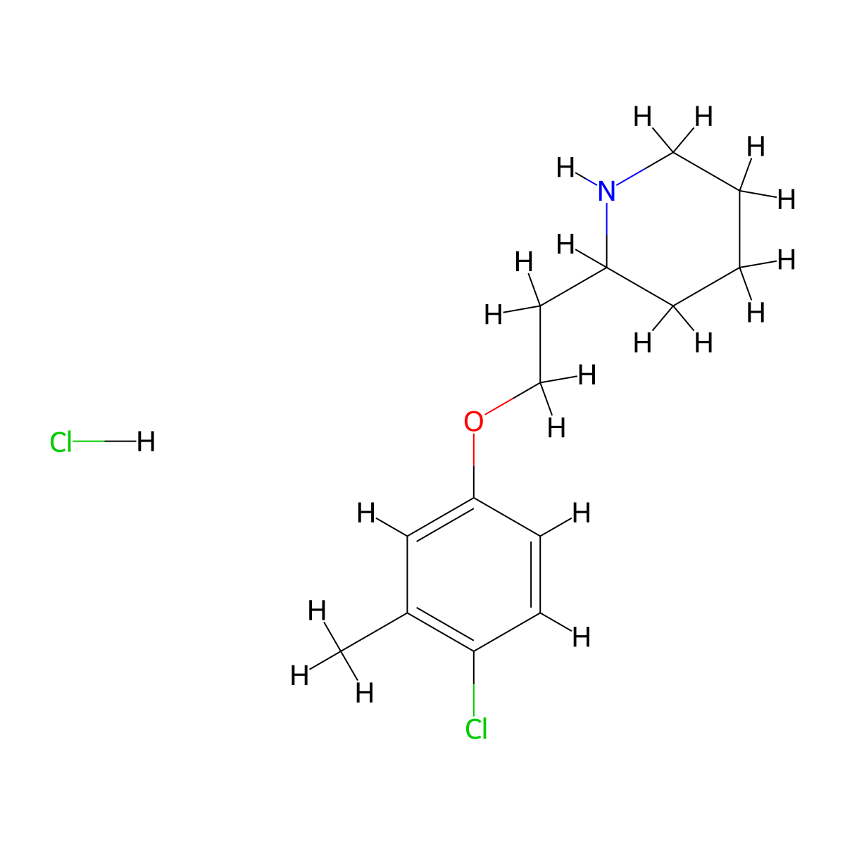 2-[2-(4-Chloro-3-methylphenoxy)ethyl]piperidine hydrochloride molecular structure, CAS 1220019-98-6