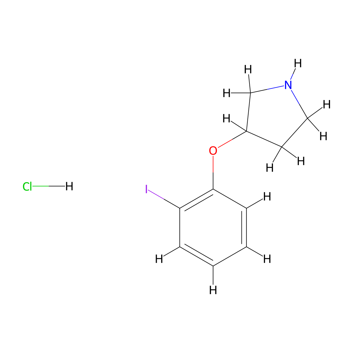 2-Iodophenyl 3-pyrrolidinyl ether hydrochloride molecular structure, CAS 1220020-01-8