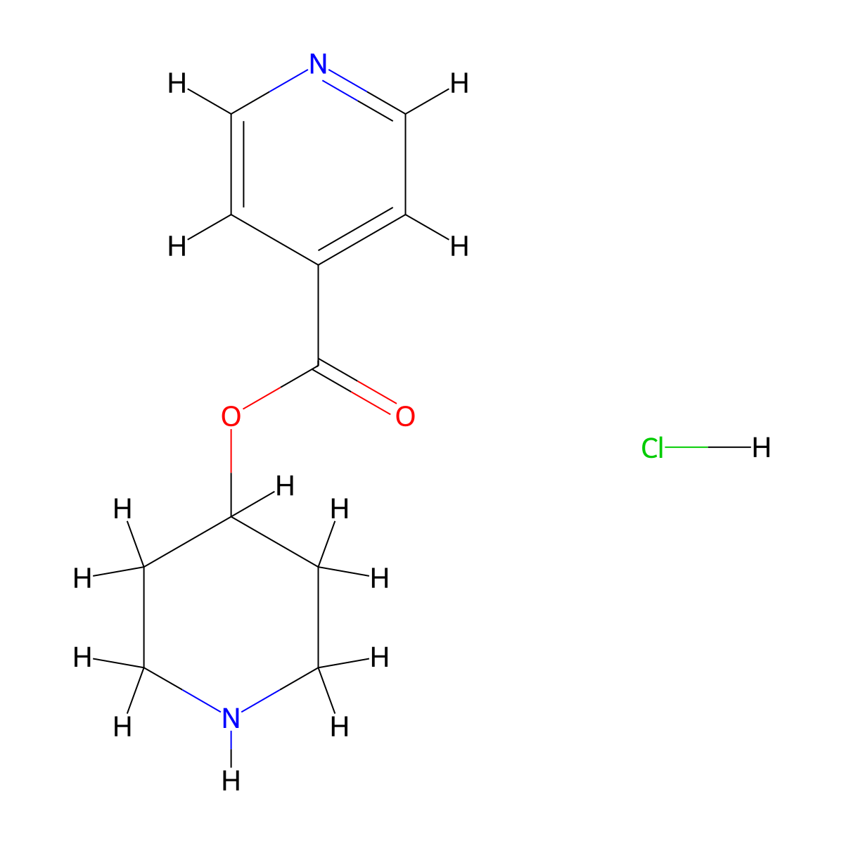 4-Piperidinyl isonicotinate hydrochloride molecular structure, CAS 1220020-07-4