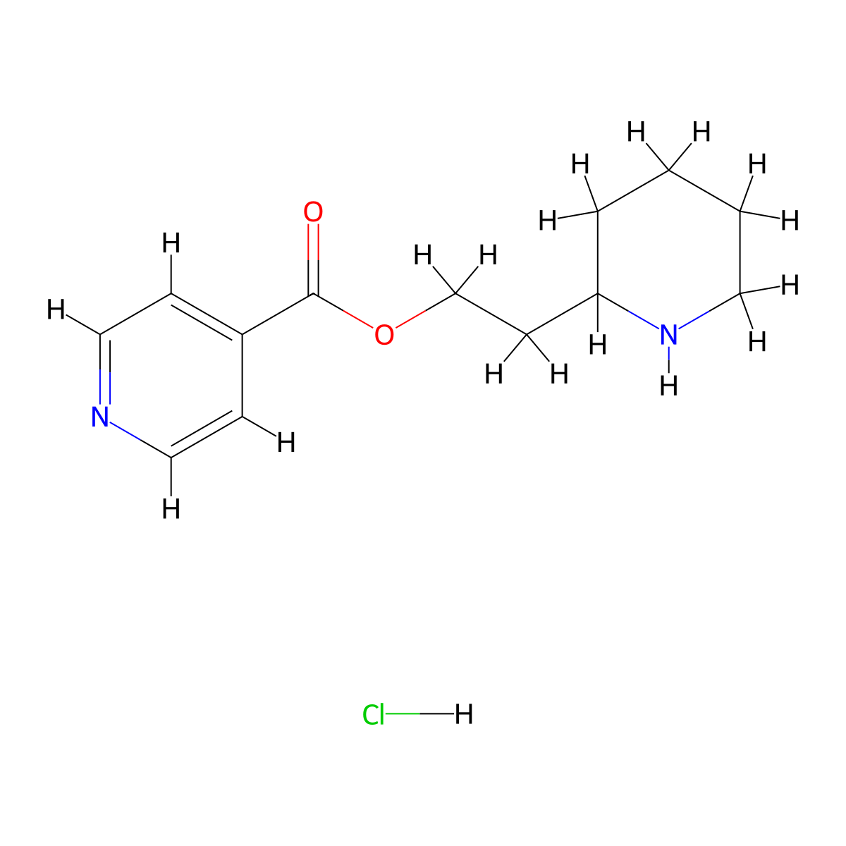 2-(2-Piperidinyl)ethyl isonicotinate hydrochloride molecular structure, CAS 1220020-12-1