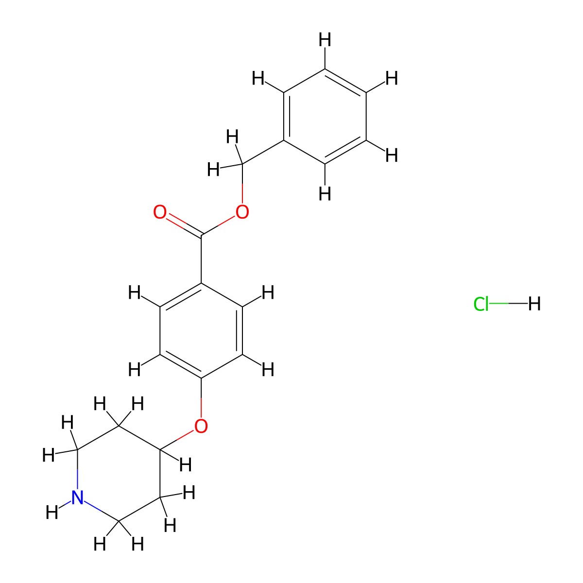 Benzyl 4-(4-piperidinyloxy)benzoate hydrochloride molecular structure, CAS 1220020-15-4