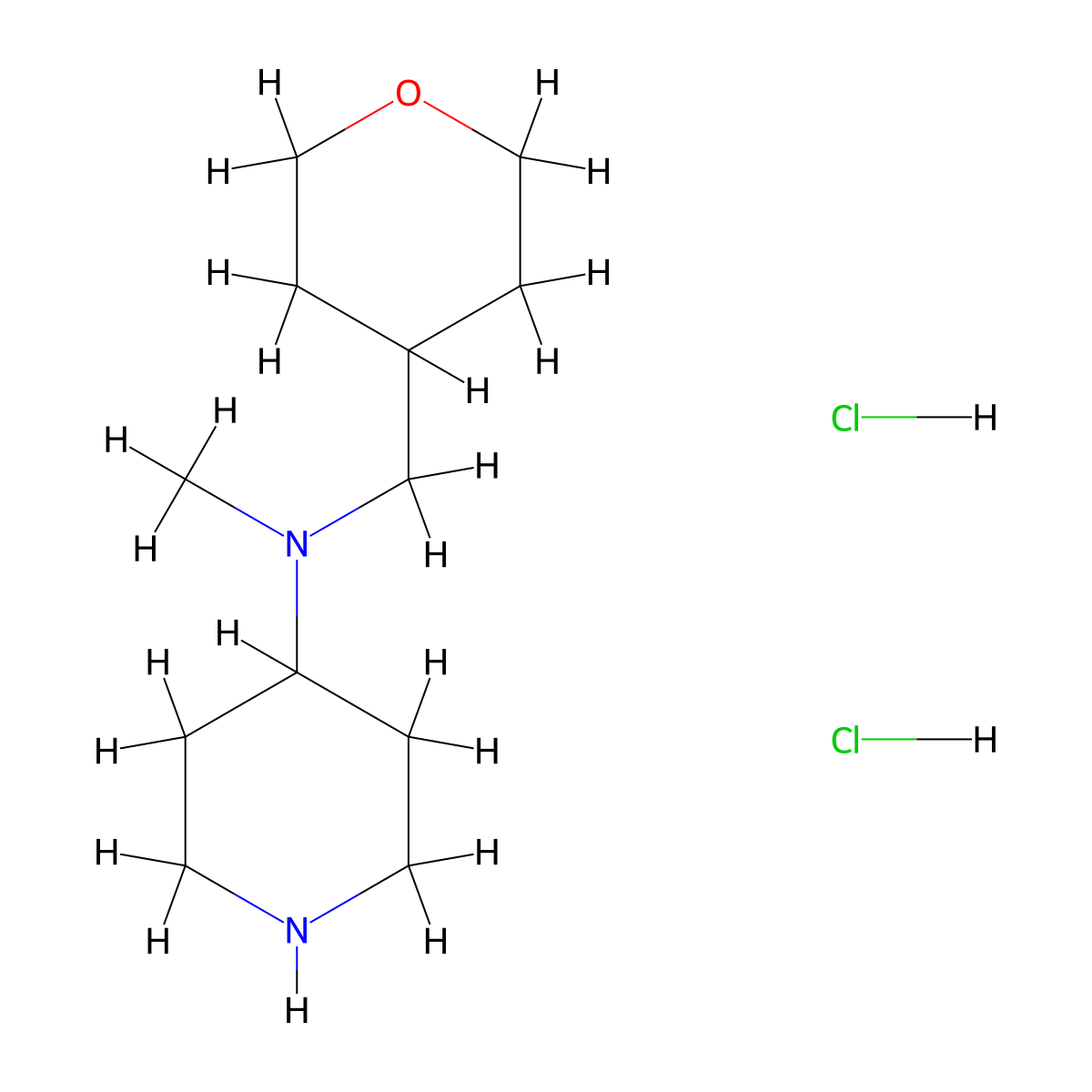 N-Methyl-N-((tetrahydro-2H-pyran-4-yl)methyl)piperidin-4-amine dihydrochloride molecular structure, CAS 1220020-18-7