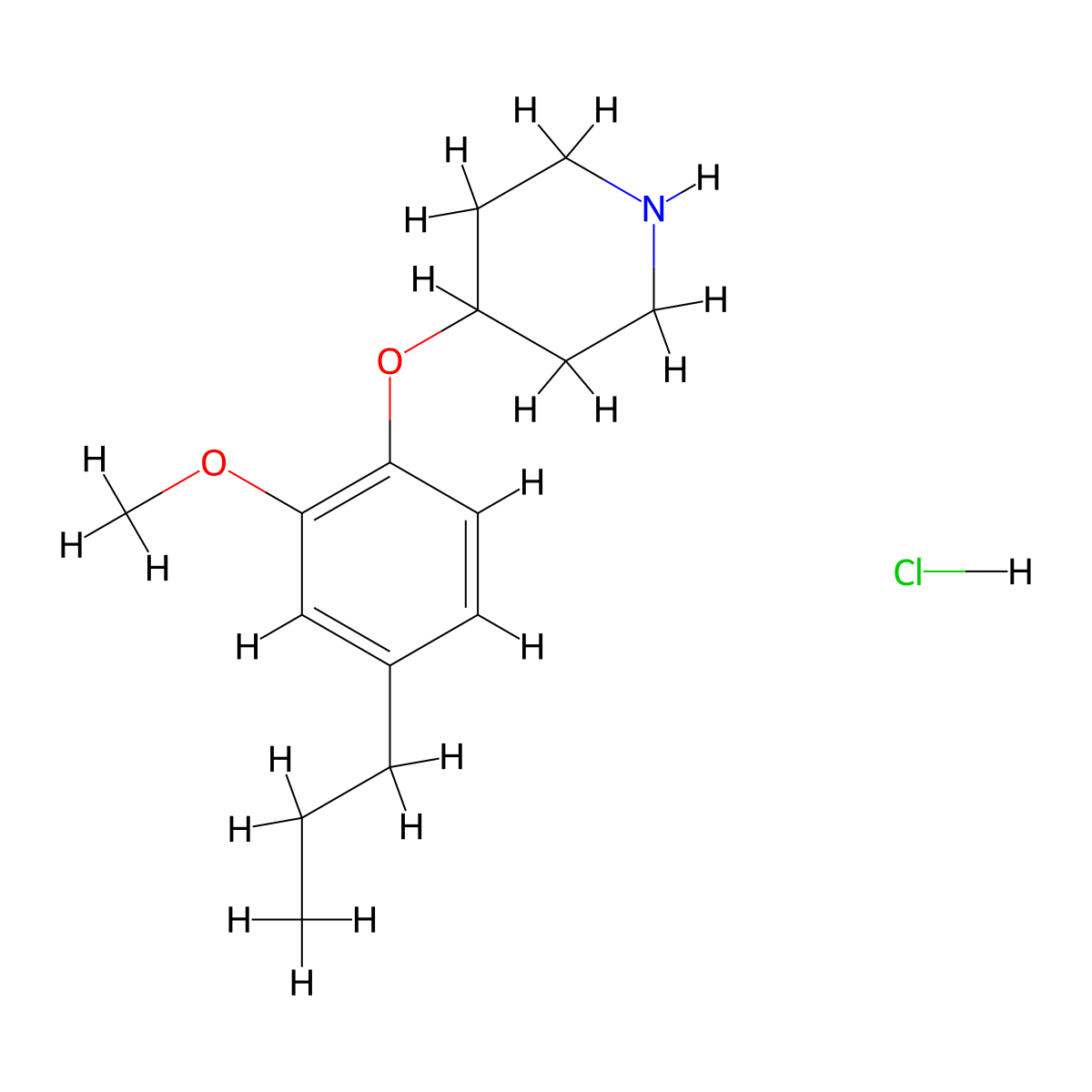 2-Methoxy-4-propylphenyl 4-piperidinyl ether hydrochloride molecular structure, CAS 1220020-20-1