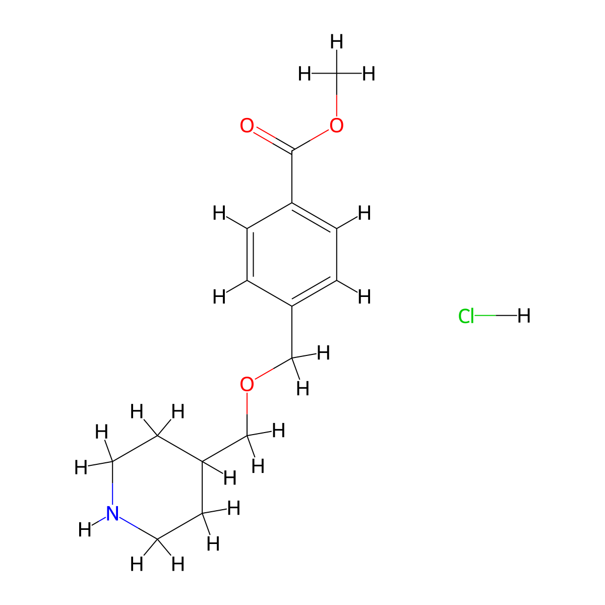 Methyl 4-[(4-piperidinylmethoxy)methyl]benzoate hydrochloride molecular structure, CAS 1220020-28-9