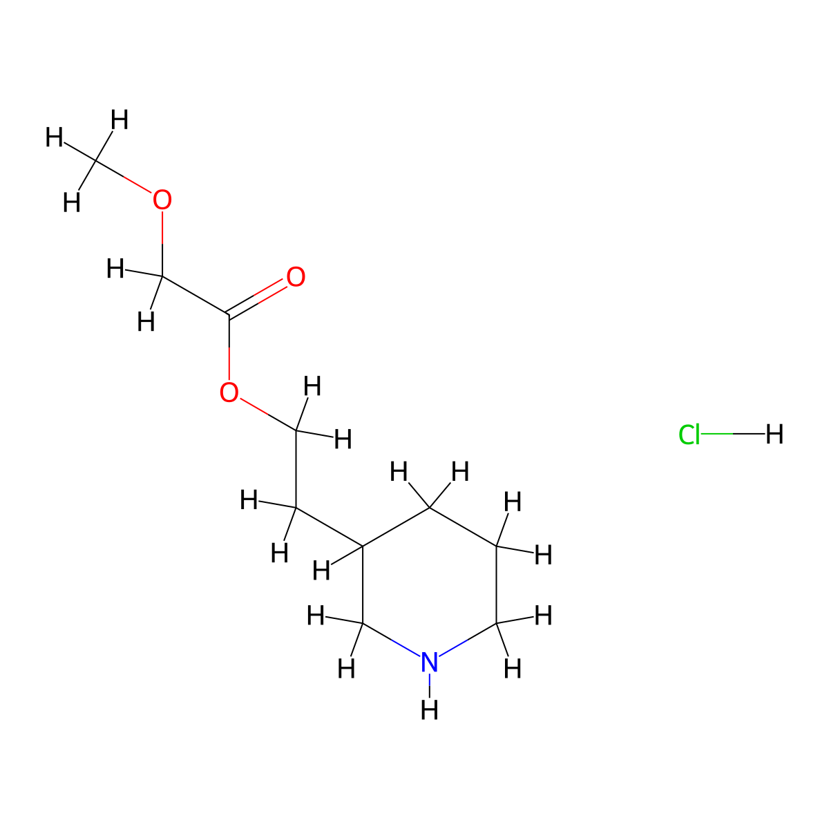 2-(3-Piperidinyl)ethyl 2-methoxyacetate hydrochloride molecular structure, CAS 1220020-33-6