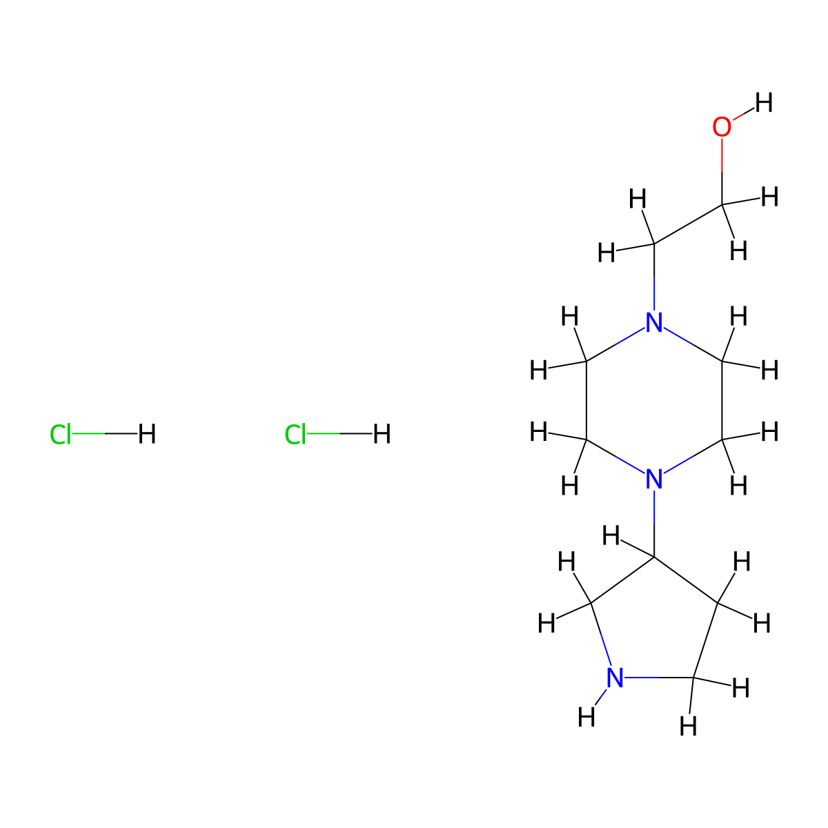 2-[4-(3-Pyrrolidinyl)-1-piperazinyl]-1-ethanol dihydrochloride molecular structure, CAS 1220020-39-2