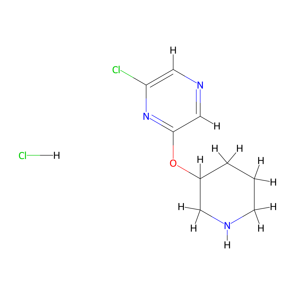 6-Chloro-2-pyrazinyl 3-piperidinyl ether hydrochloride molecular structure, CAS 1220020-44-9