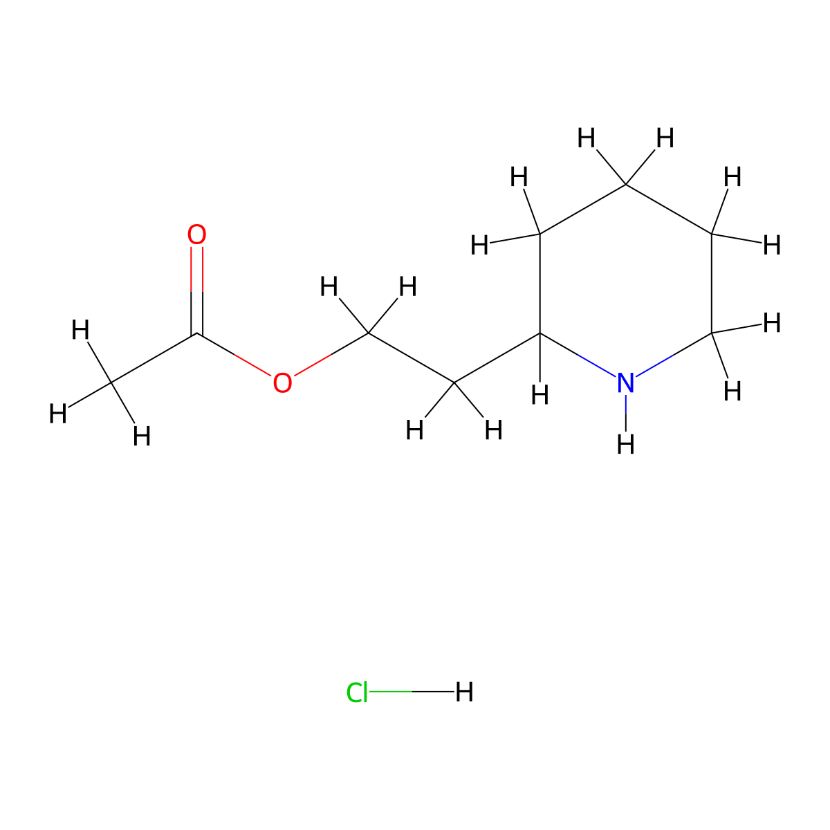 2-(2-Piperidinyl)ethyl acetate hydrochloride molecular structure, CAS 1220020-48-3
