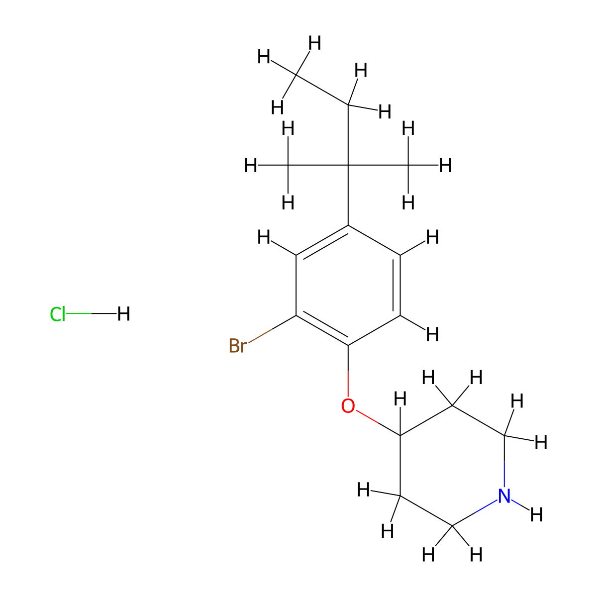 2-Bromo-4-(tert-pentyl)phenyl 4-piperidinyl ether hydrochloride molecular structure, CAS 1220020-49-4
