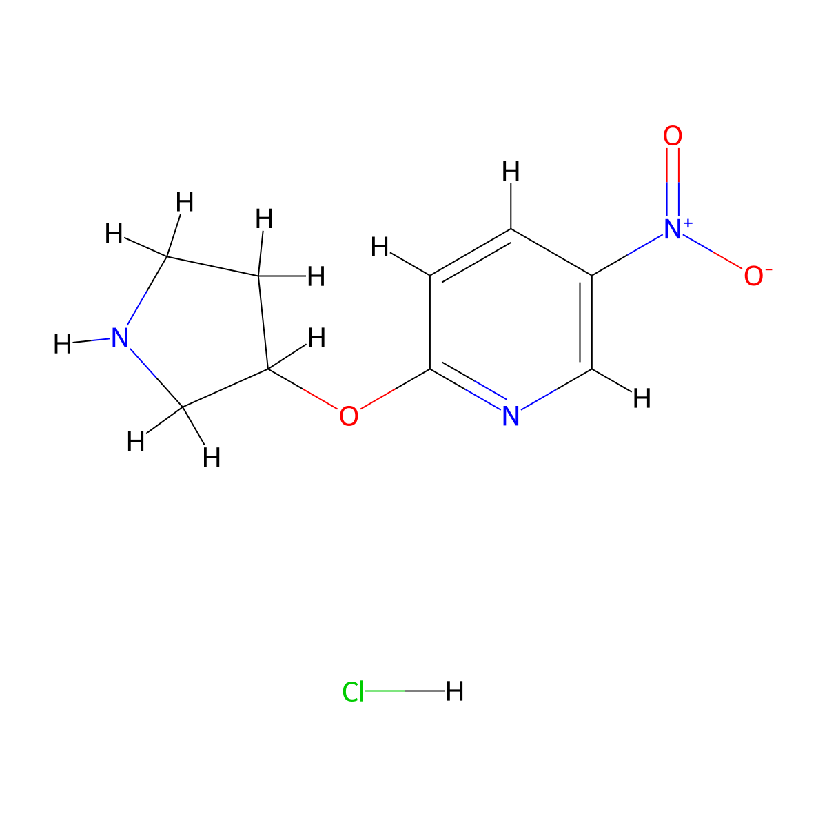 5-Nitro-2-(pyrrolidin-3-yloxy)pyridine hydrochloride molecular structure, CAS 1220020-58-5