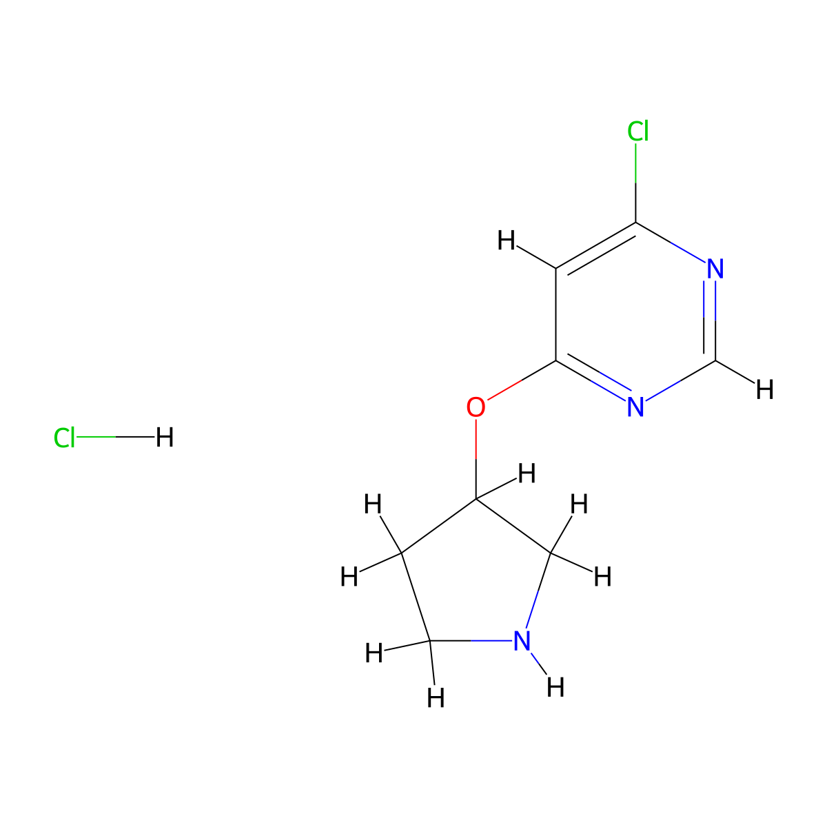 4-Chloro-6-(pyrrolidin-3-yloxy)pyrimidine hydrochloride molecular structure, CAS 1220020-60-9