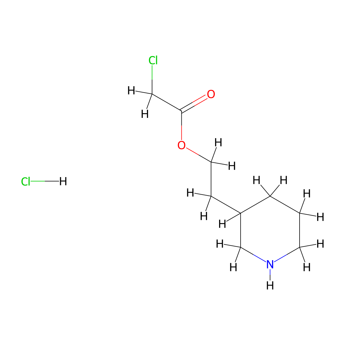 2-(3-Piperidinyl)ethyl 2-chloroacetate hydrochloride molecular structure, CAS 1220020-73-4